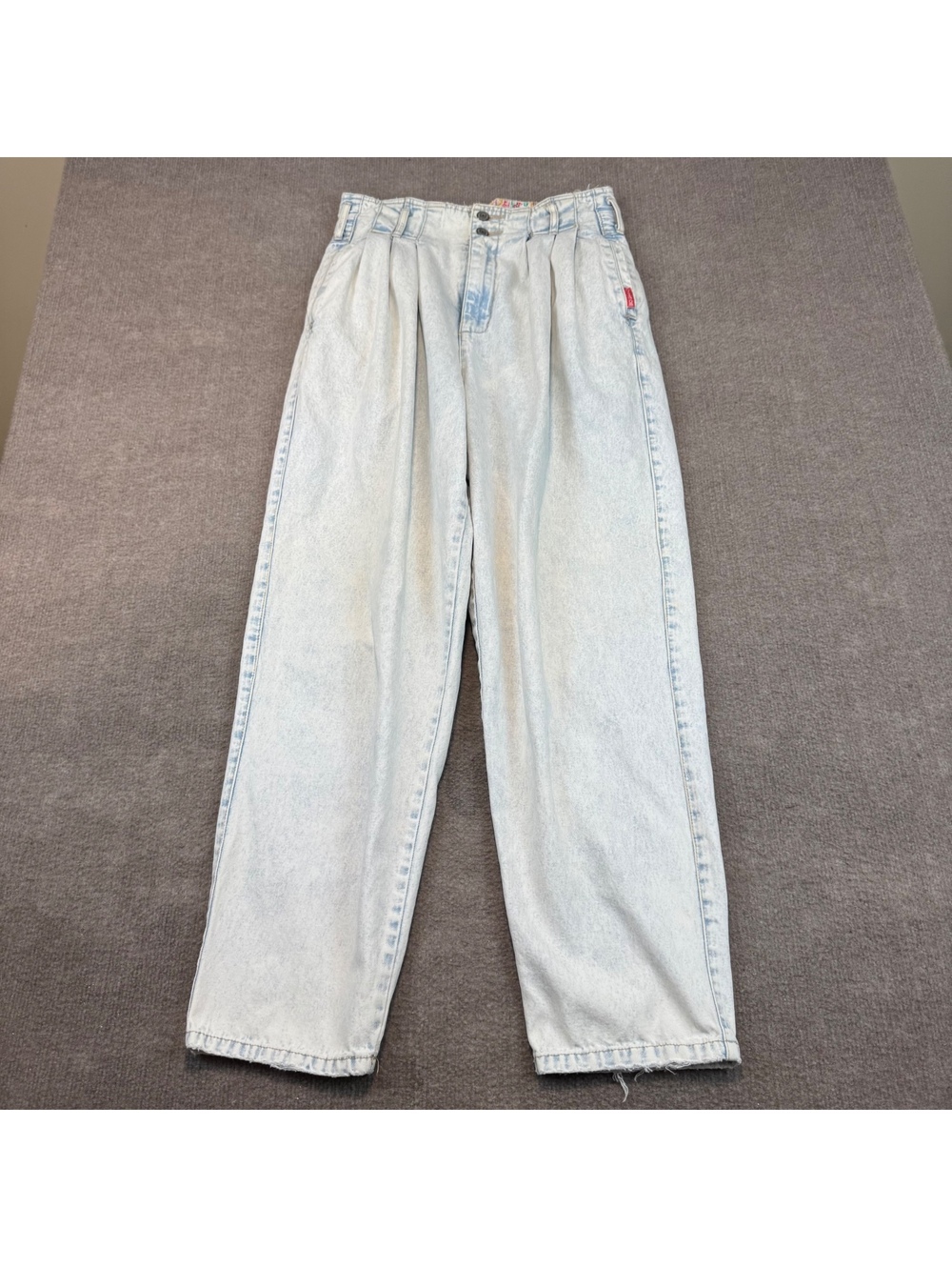 Vintage 80s GITANO Pleated Mom Jeans Paper Bag Ultra High Waist Light Wash Sz 12